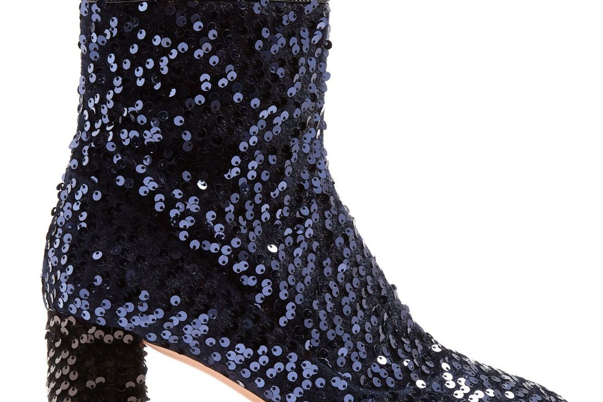 Sequin-Embellished Ankle Boots