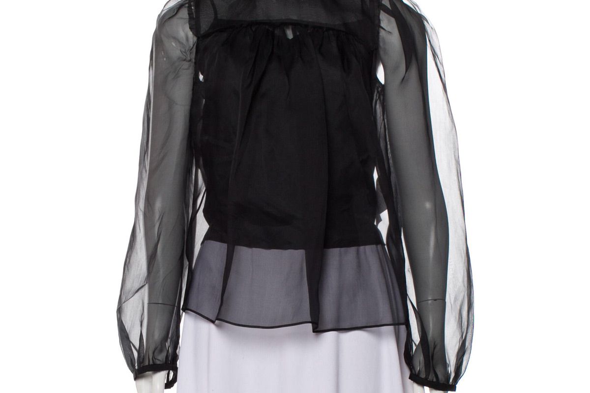 rochas silk mock neck blouse