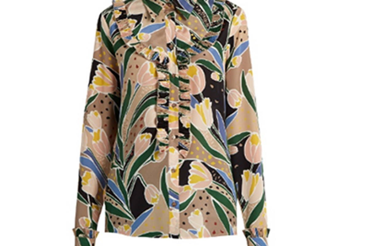 Tulip-print silk crepe de Chine Shirt