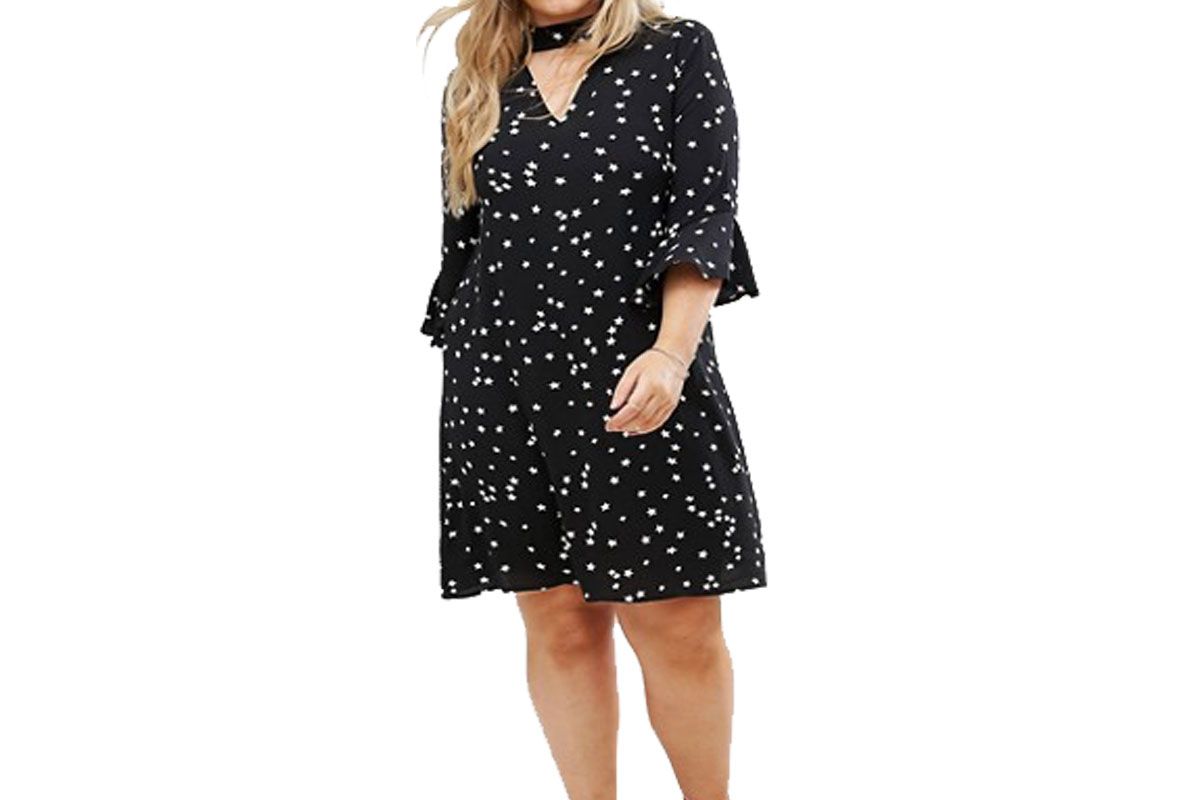 Alice & You Smock Dress With Choker Neck Detail In Star Print