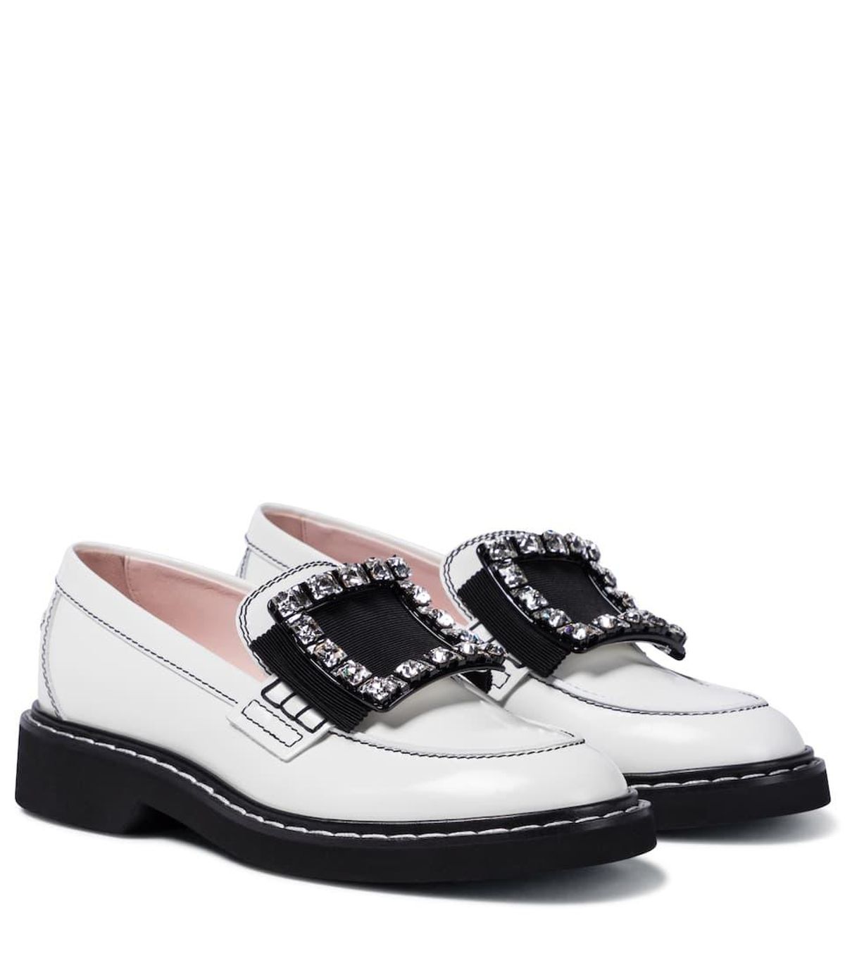 roger viver viv rangers strass stitch leather loafers