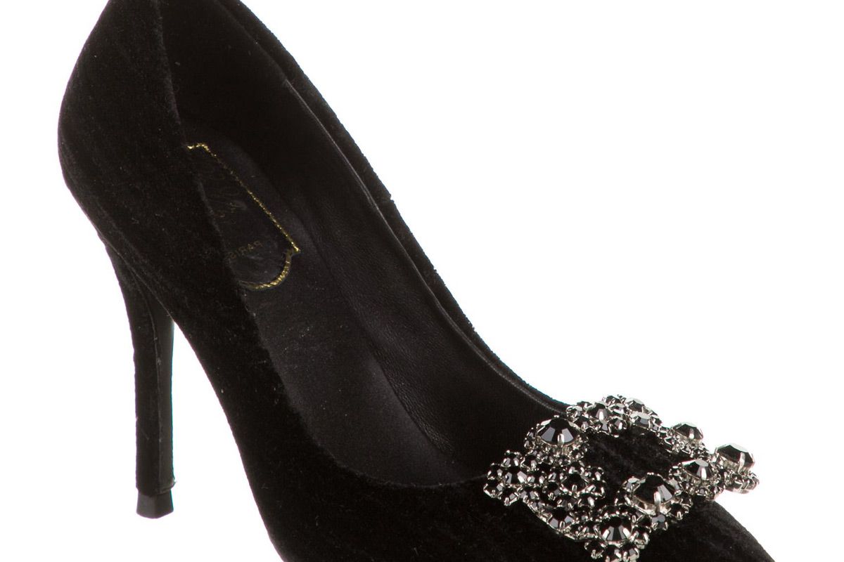 roger vivier velvet embellished pumps