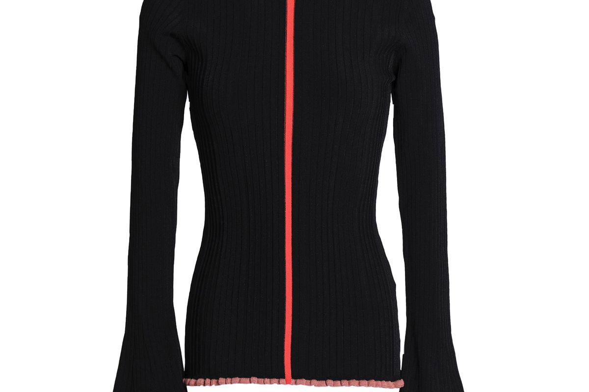 roksanda ruffle trimmed ribbed knit sweater