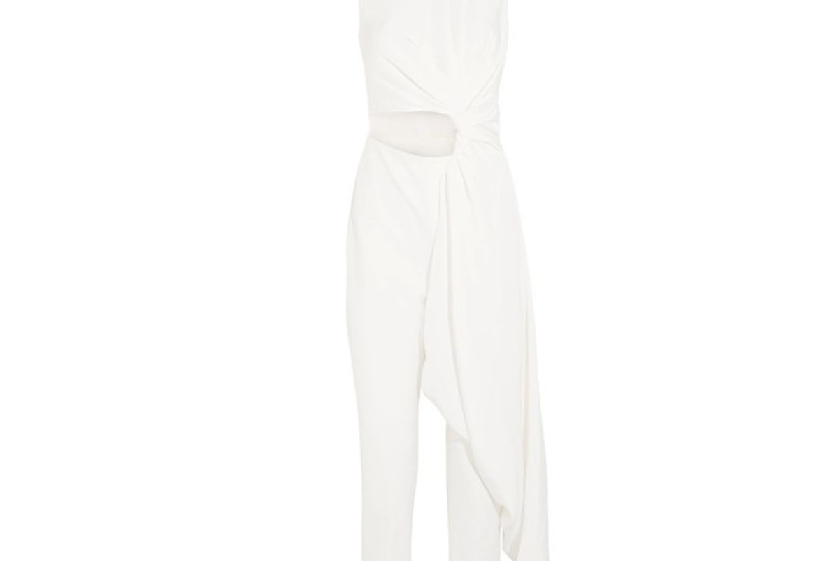 Thurloe Draped Cutout Jersey and Crepe Jumpsuit