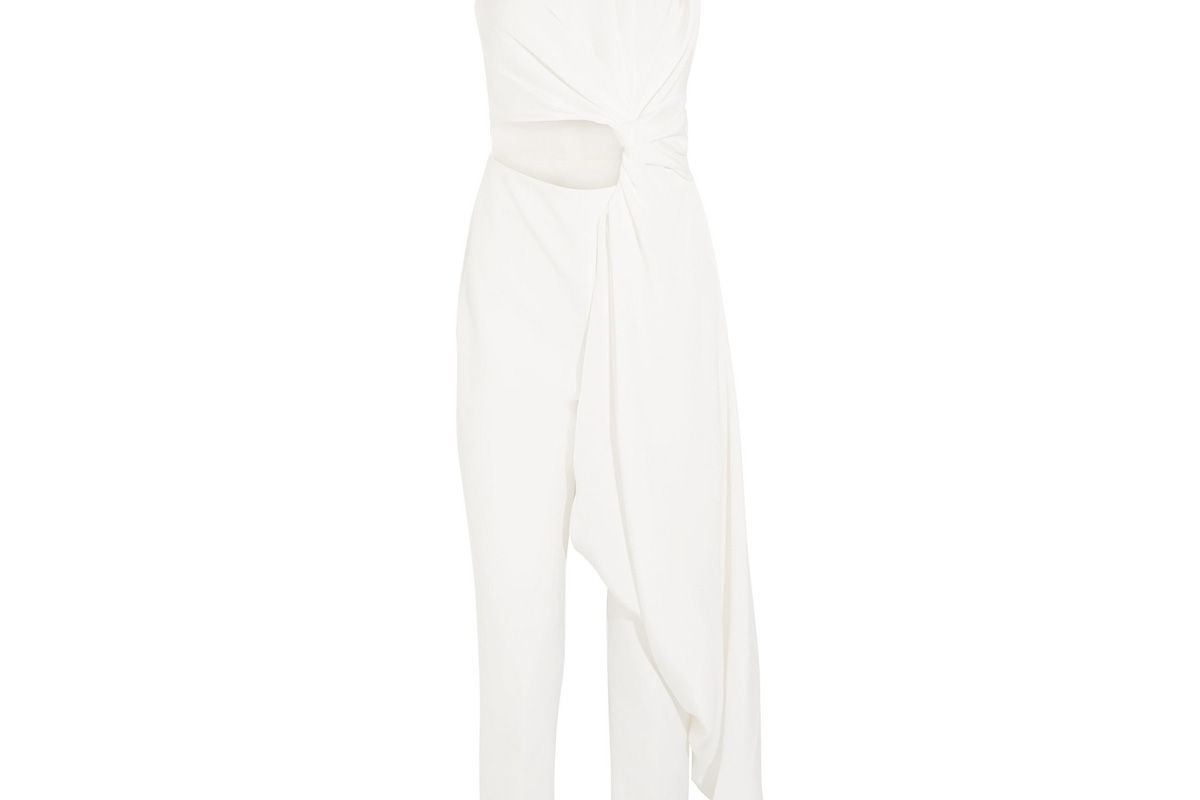 roksanda thurloe draped cutout jersey and crepe jumpsuit