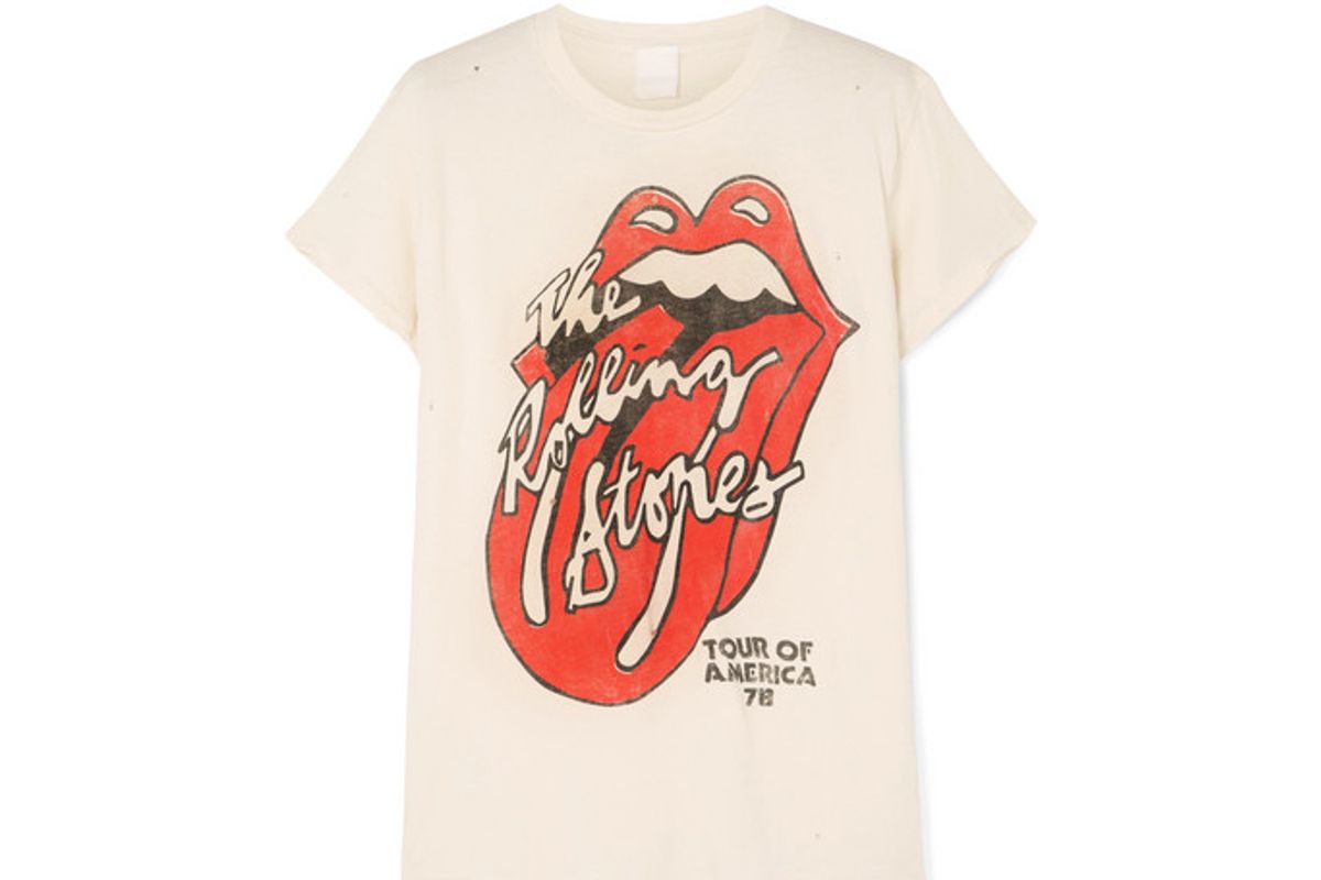rolling stones distressed printed cotton jersey t shirt