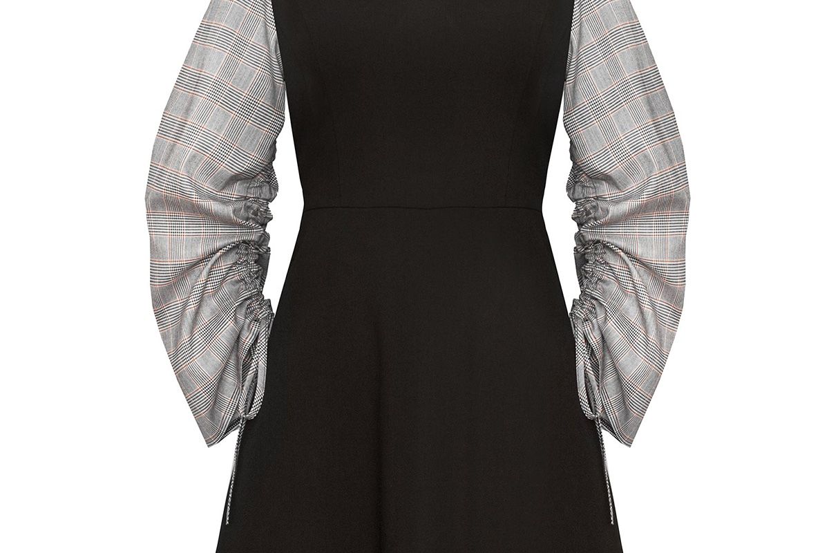Romie Check Ruched Sleeve Dress