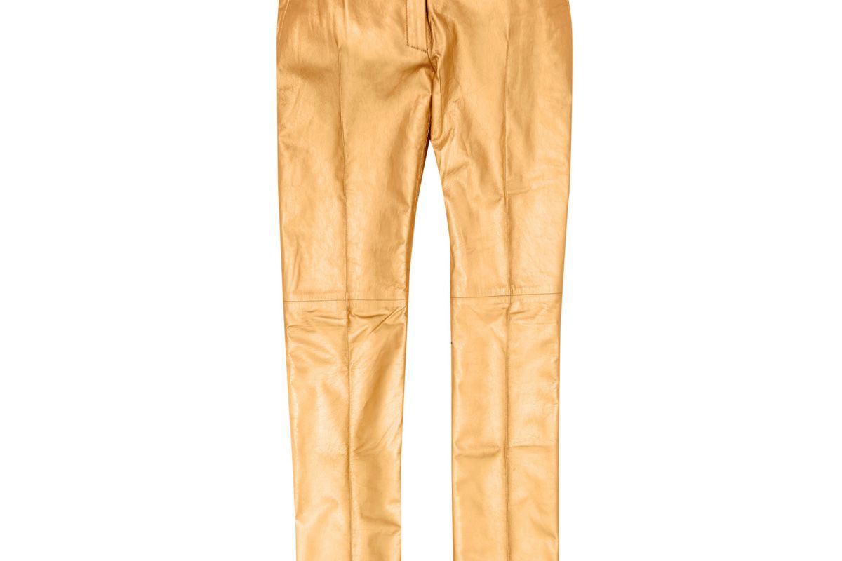 Metallic Leather Flared Pants