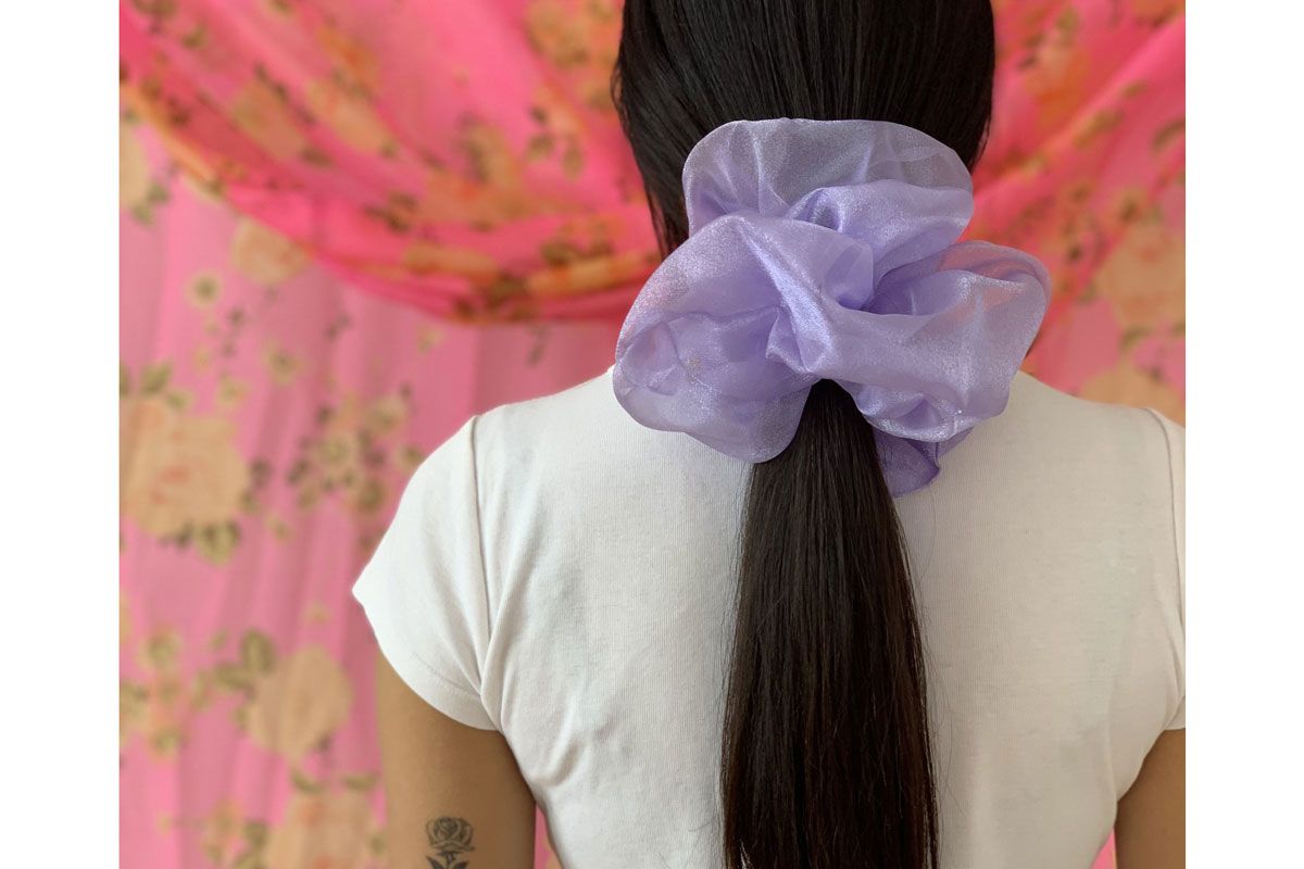 room shop vintage cloud scrunchie lilac shimmer