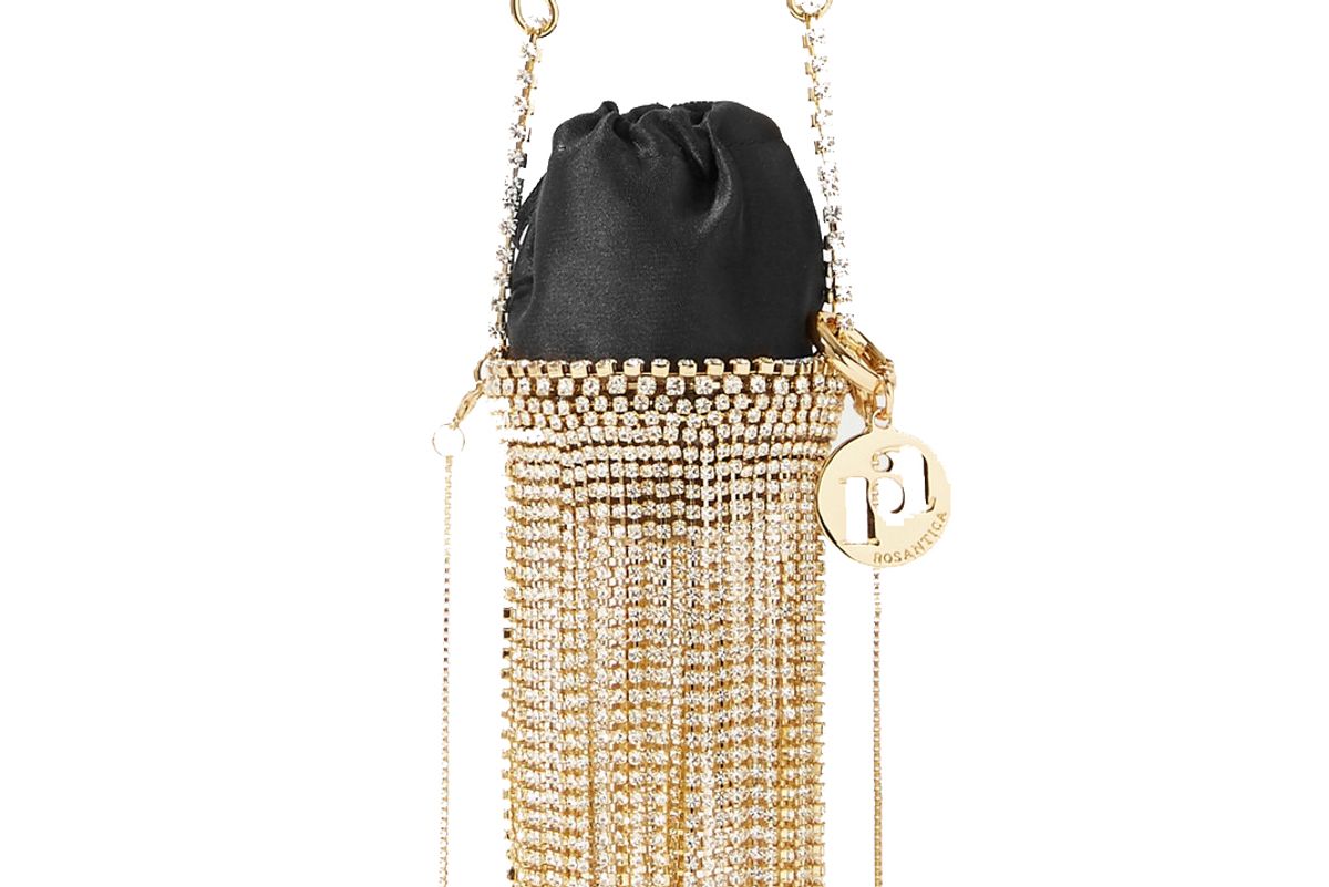 rosantica ghizlan baby fringed embellished satin shoulder bag