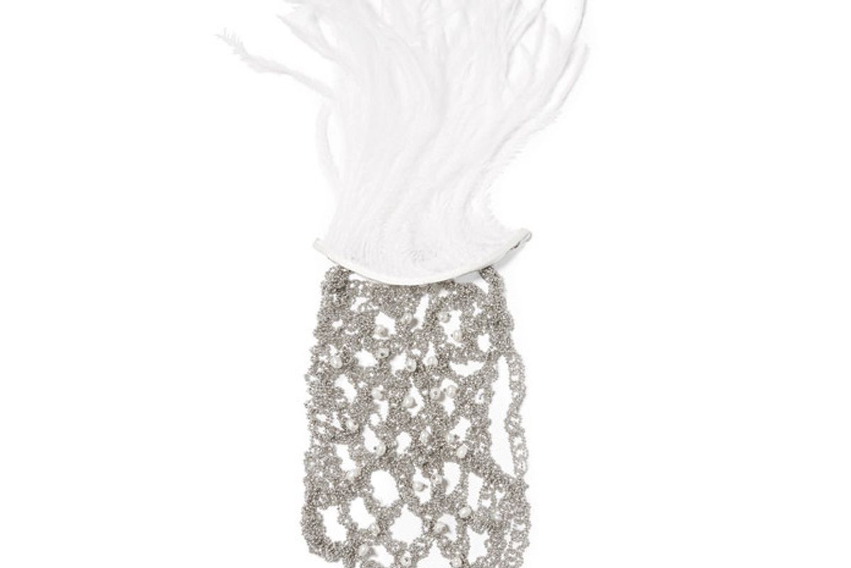 Giovanna Palladium-tone Pearl and Feather Glove