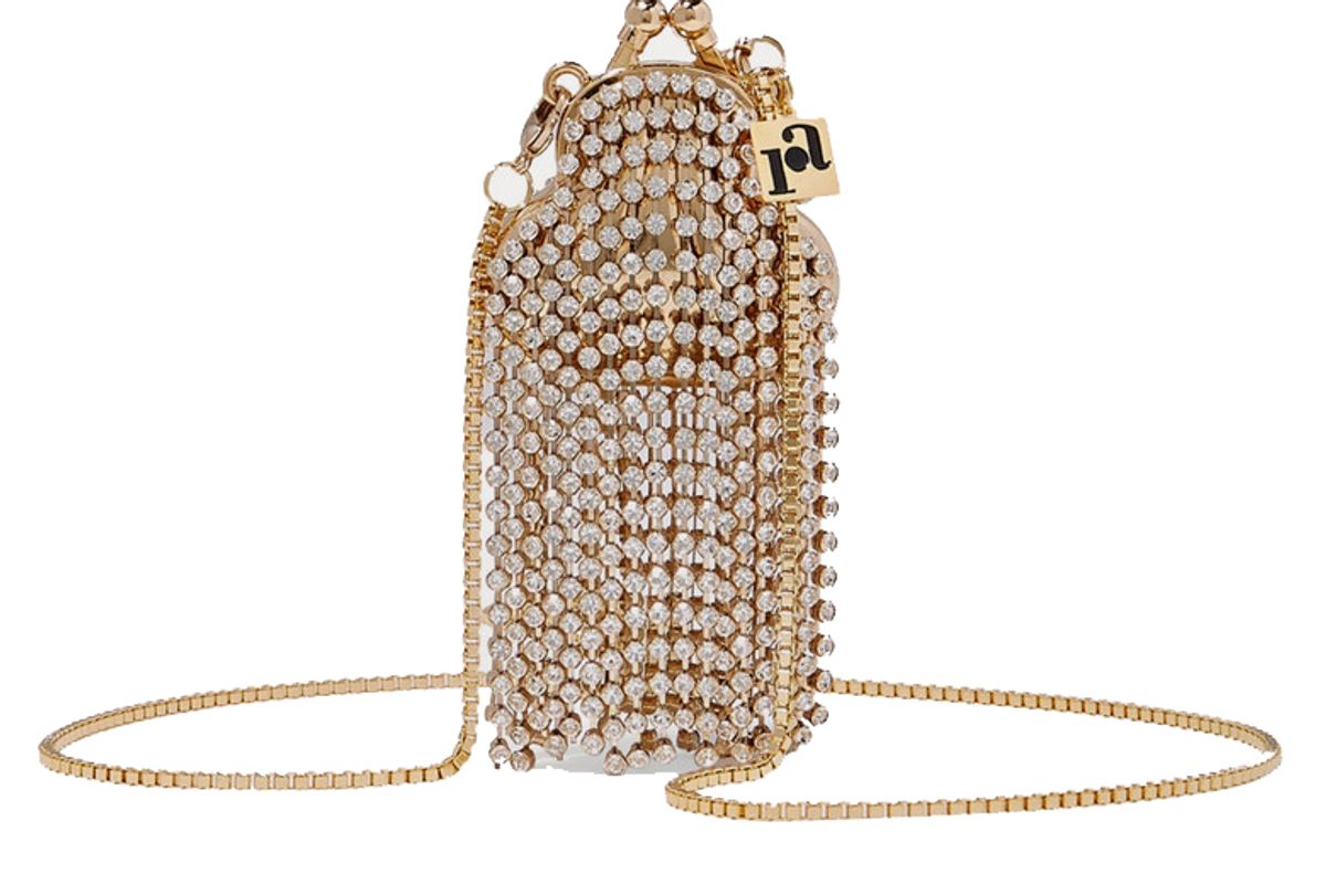 rosantica orfea mini fringed crystal embellished gold tone shoulder bag