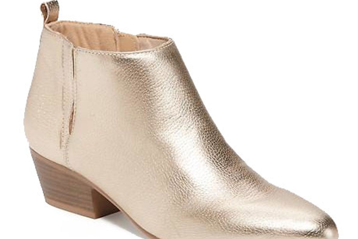 Metallic Faux-Leather Low Ankle-Boots for Women