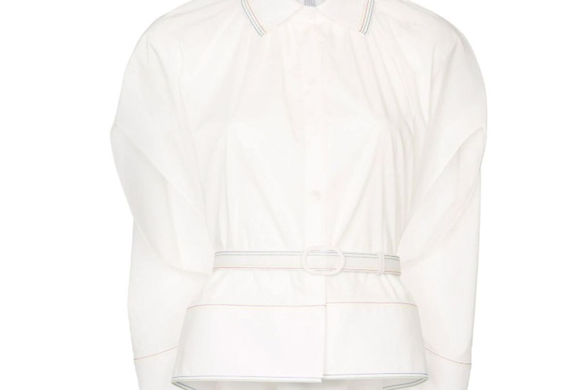 rosie assoulin caped button down cotton blend shirt