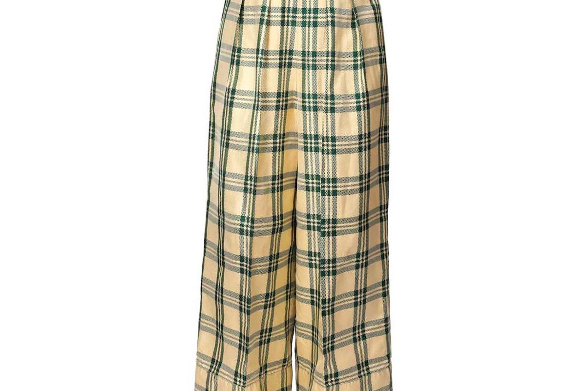 rosie assoulin high waist tartan print pants