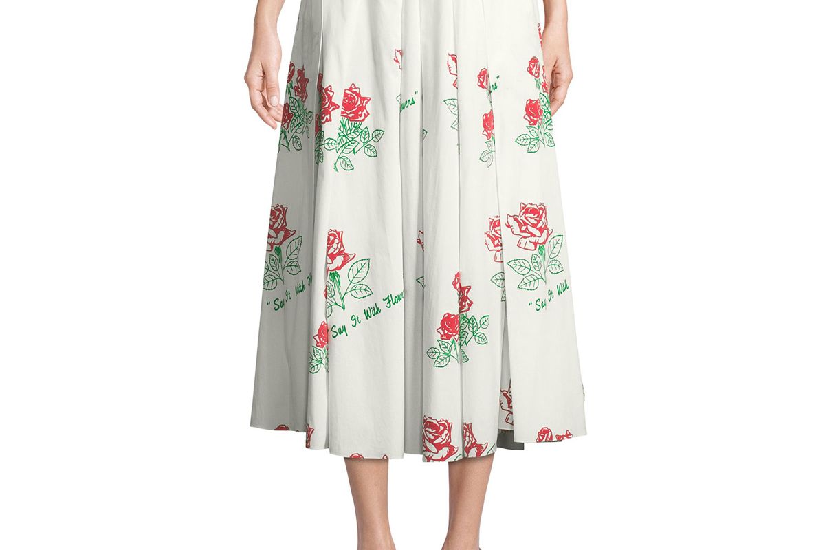 rosie assoulin say it with flowers poplin skirt