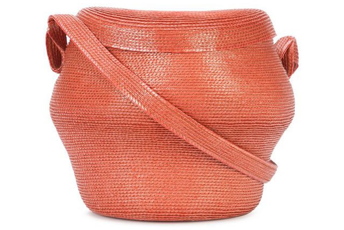 rosie assoulin straw bucket crossbody bag
