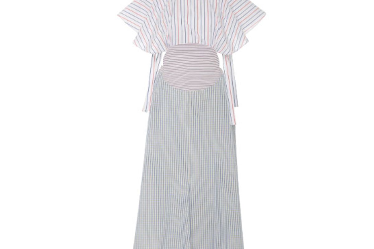 rosie assoulin striped cotton midi dress