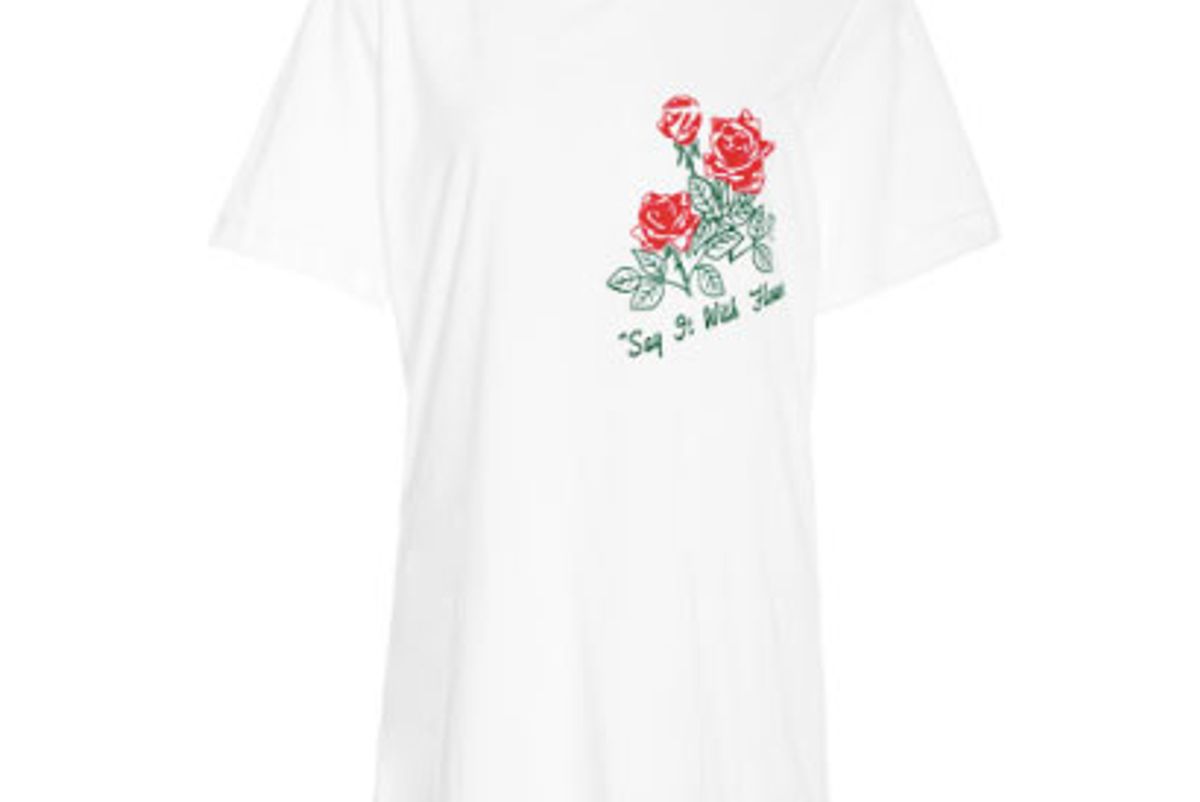 rosie assoulin t-shirt with flocked red roses