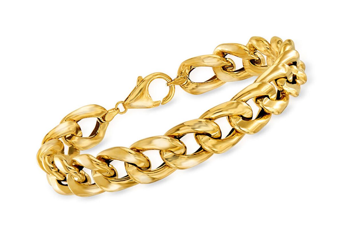 ross simmons italian 14kt yellow gold cuban link bracelet