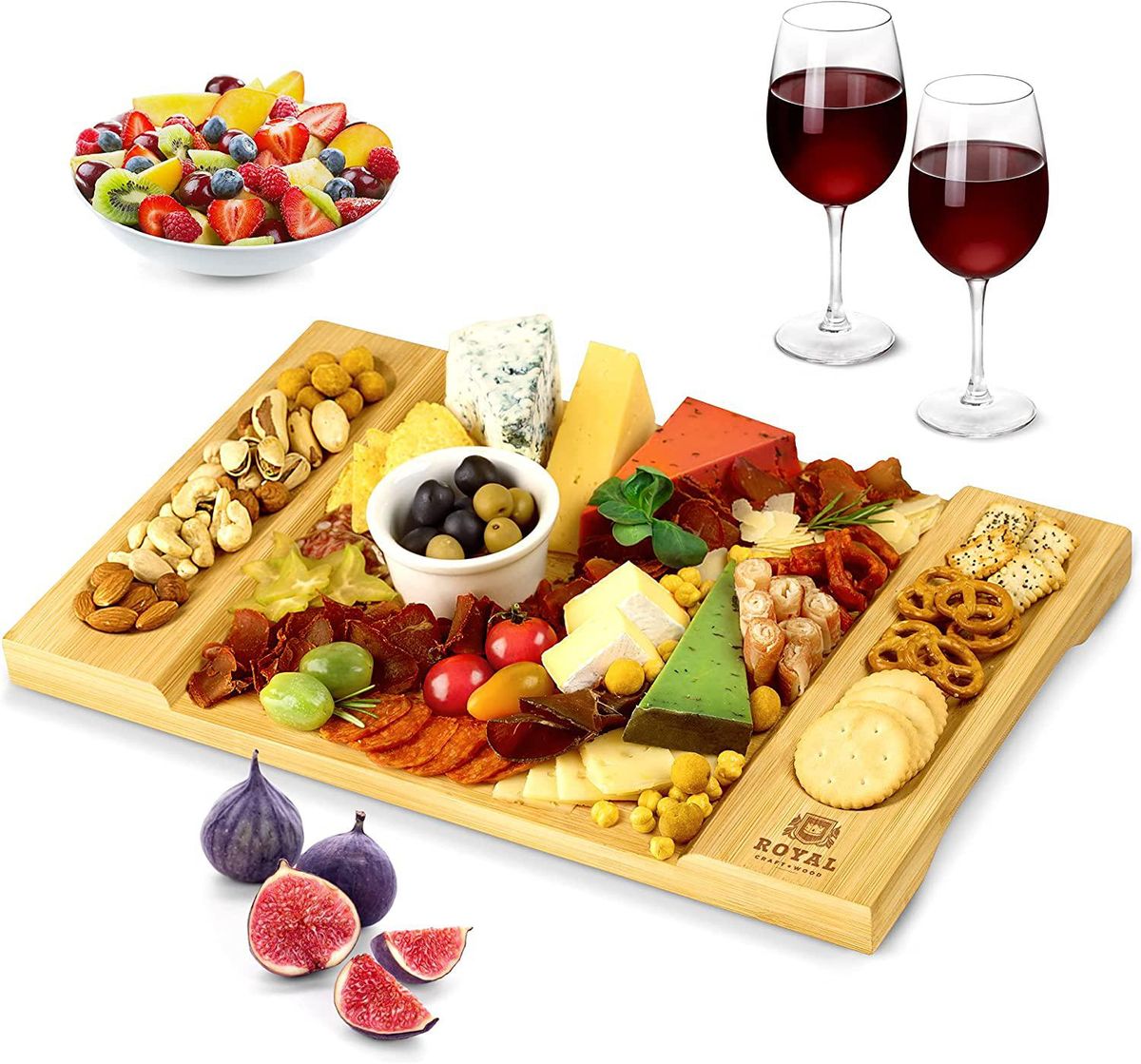 royal craft wood unique bamboo cheese board charcuterie platter and serving tray