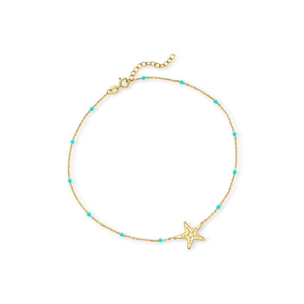 RS Pure  Starfish and Blue Enamel Anklet