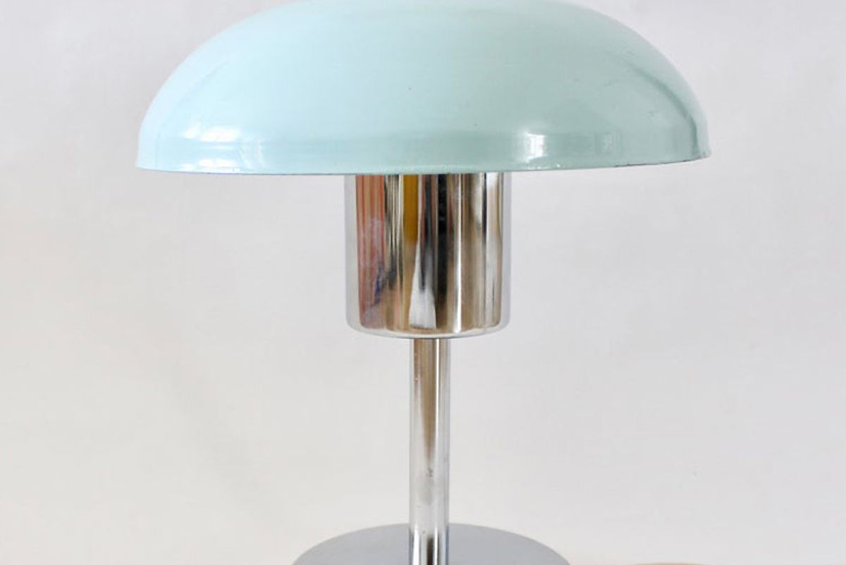 rustyanddustyvintage vintage table desk mushroom chrome lamp