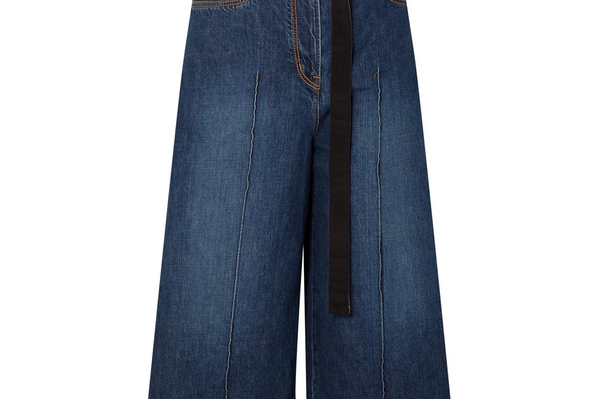 sacai grosgrain trimmed denim culottes