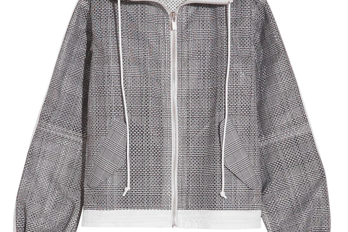 Hooded Laser-Cut Prince of Wales Checked Cotton-Jacquard Jacket