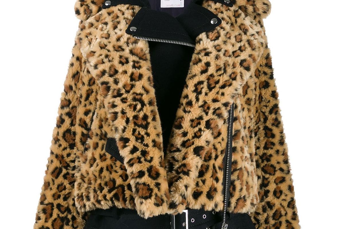 sacai leopard faux fur jacket