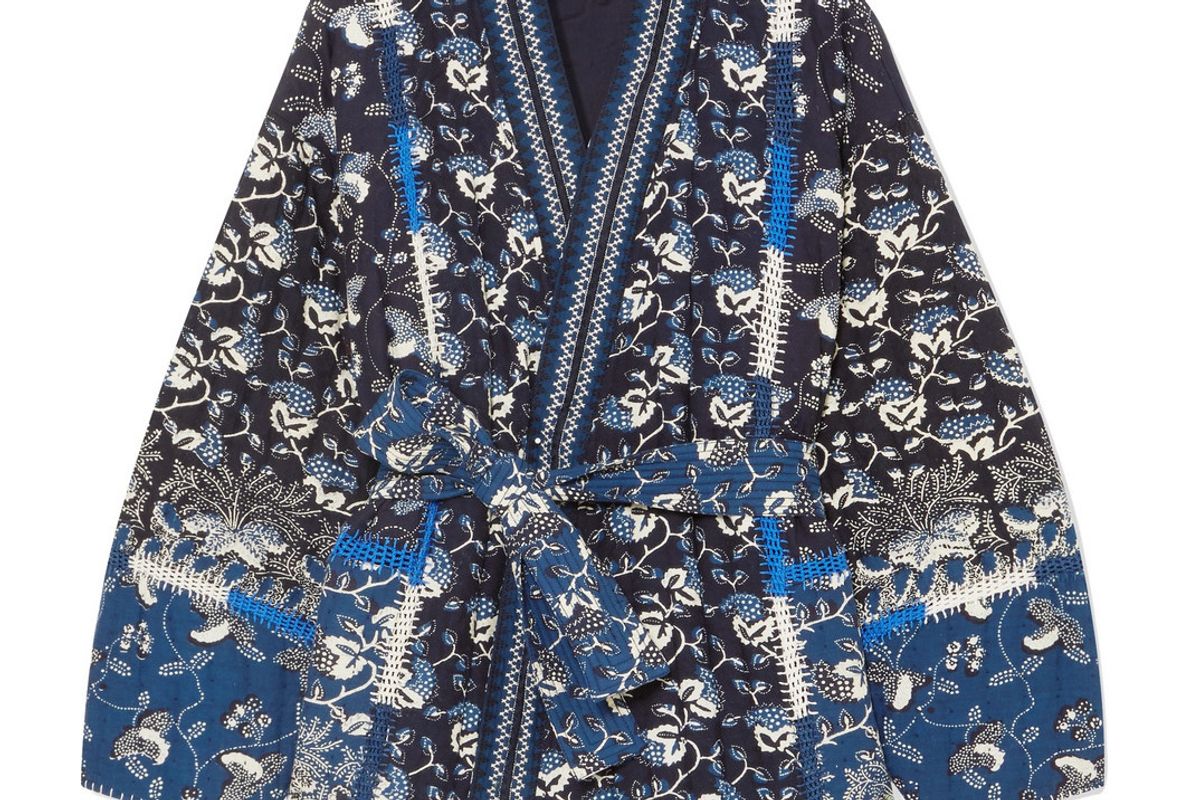 sachi quilted printed cotton blend jacket