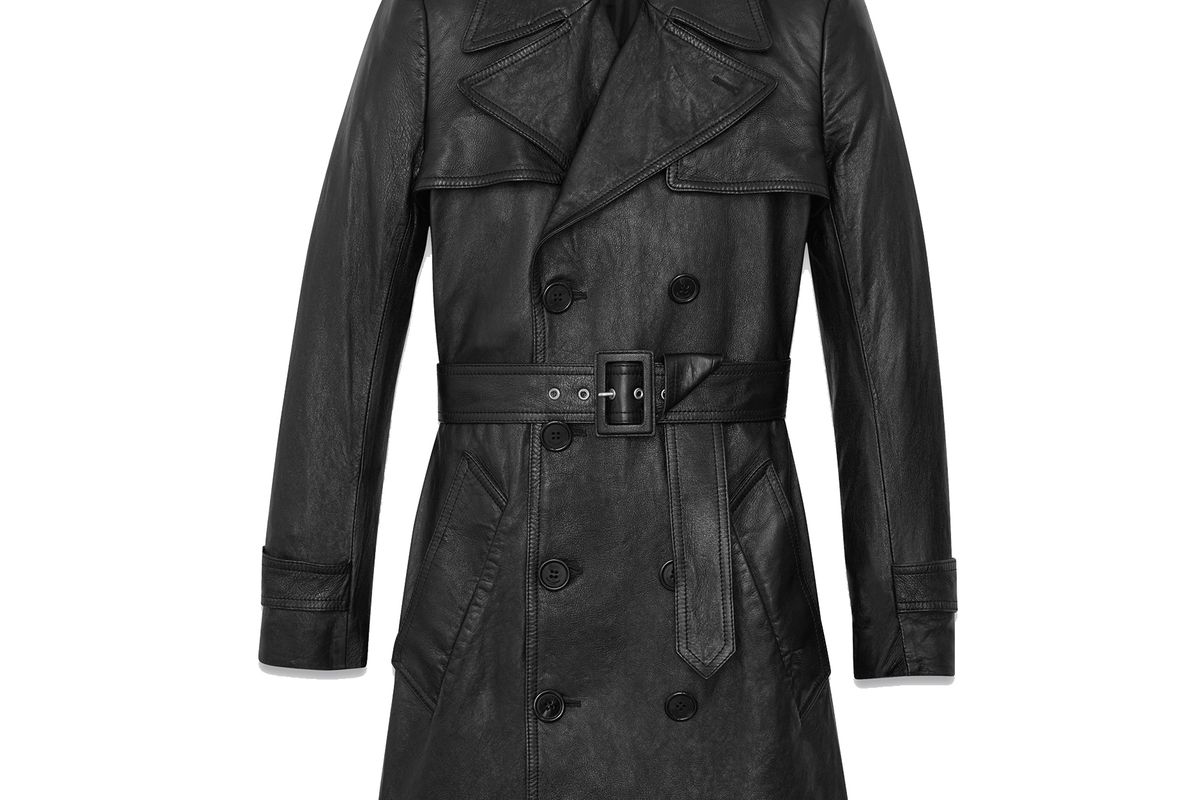 Babydoll Trench Coat in Black Leather