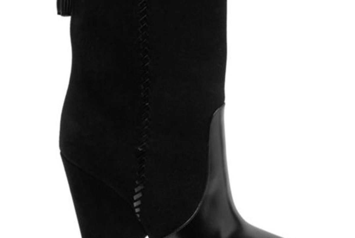 Niki Whipstitch Suede & Leather Point Toe Booties