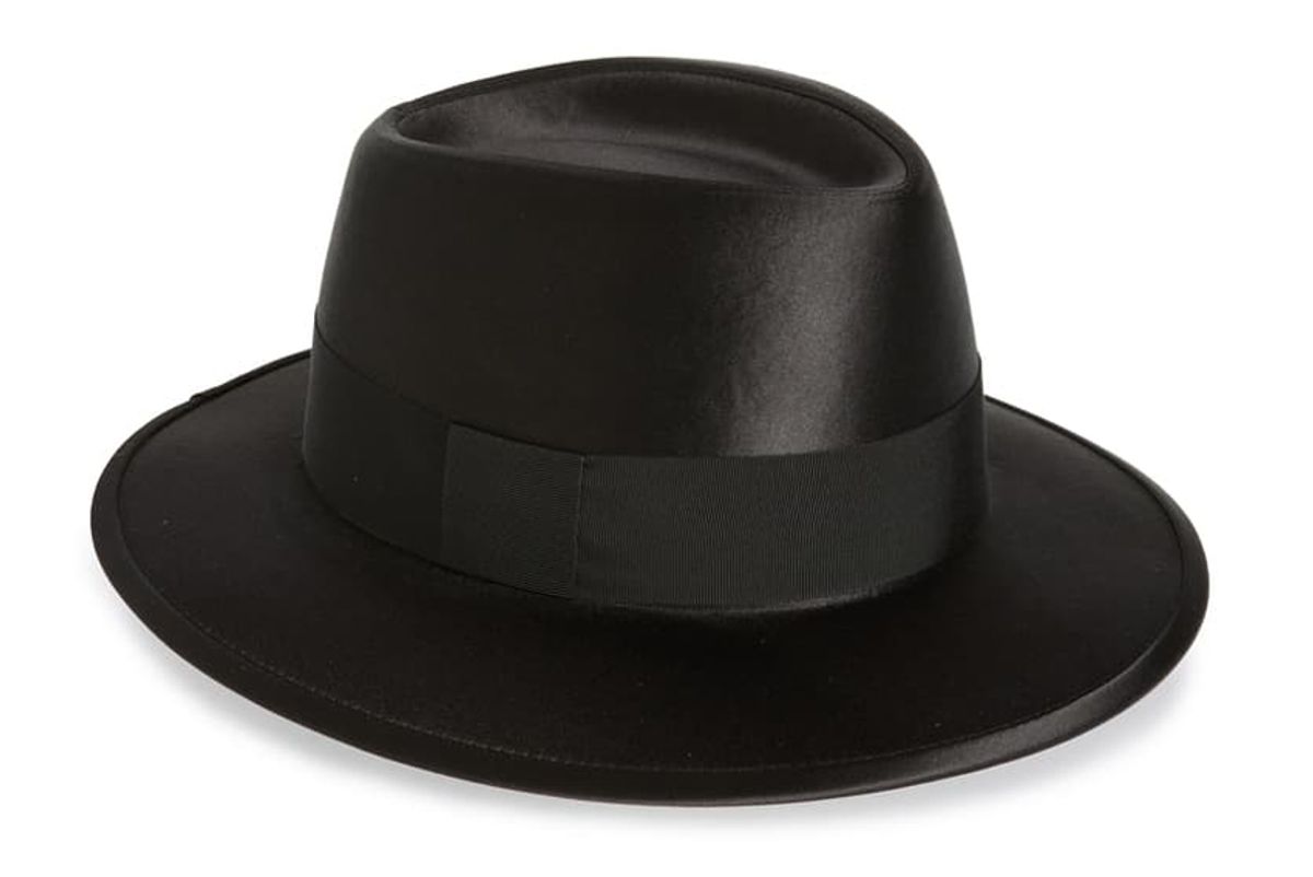 saint laurent black satin fedora