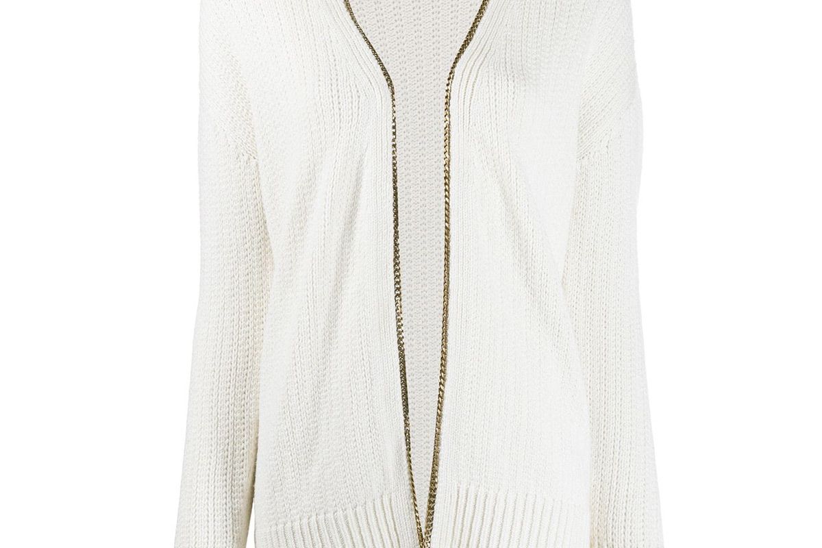 saint laurent chain embellished knitted cardigan