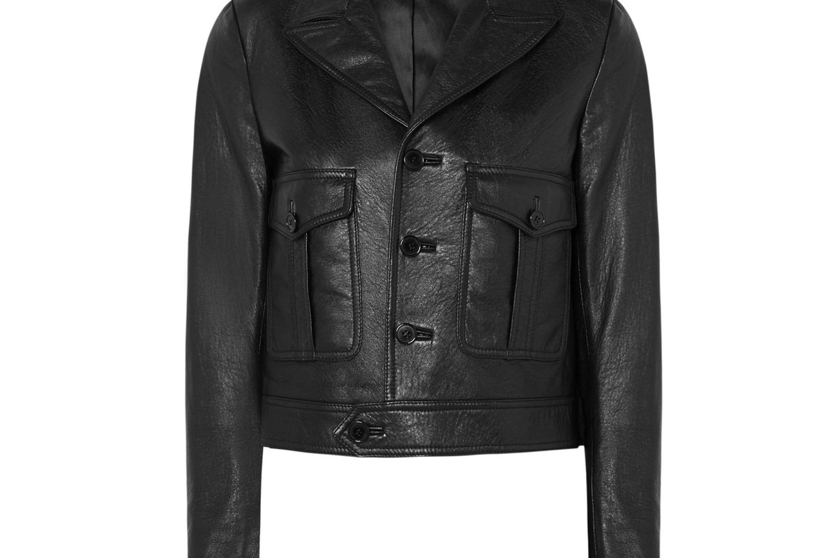saint laurent cropped leather jacket