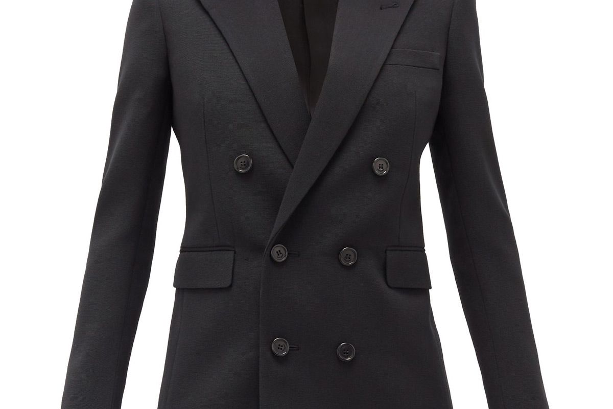 saint laurent double breasted wool faille blazer