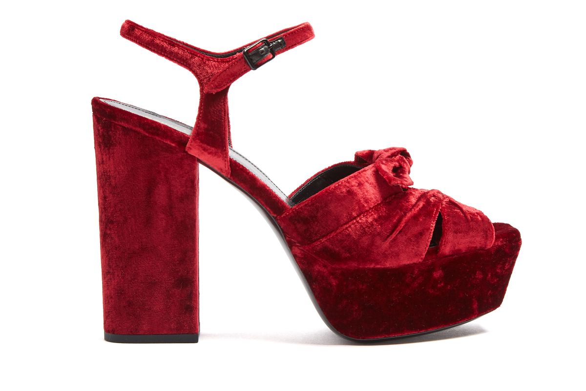 Farrah Crossover Velvet Platform Sandals