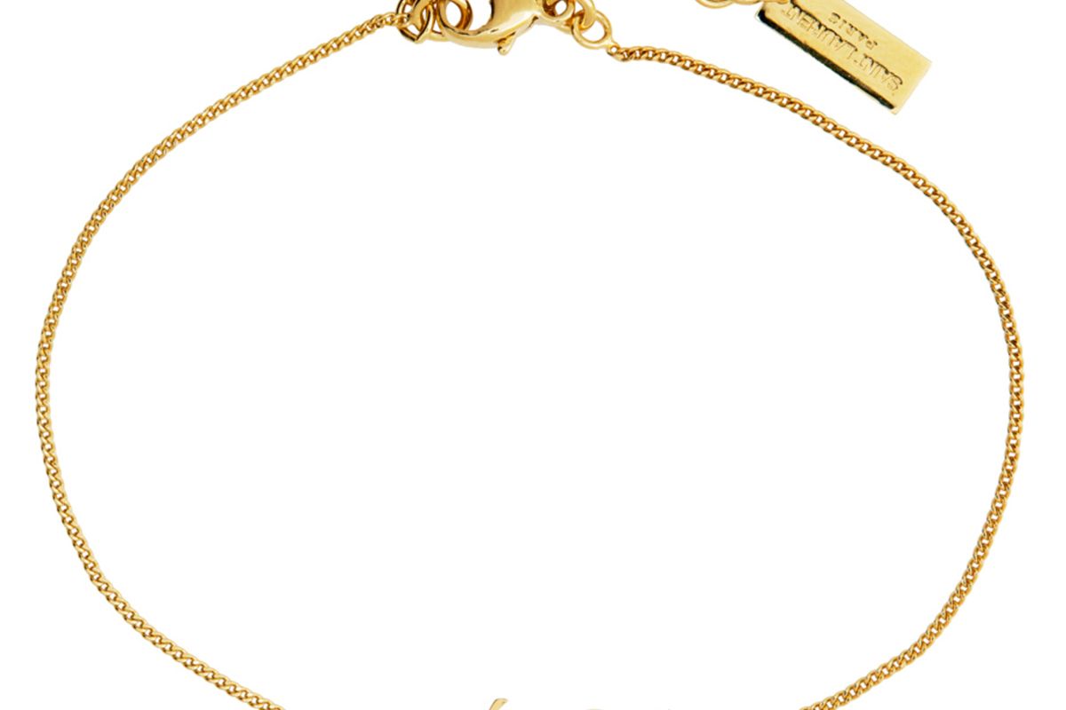 saint laurent gold logo chain bracelet