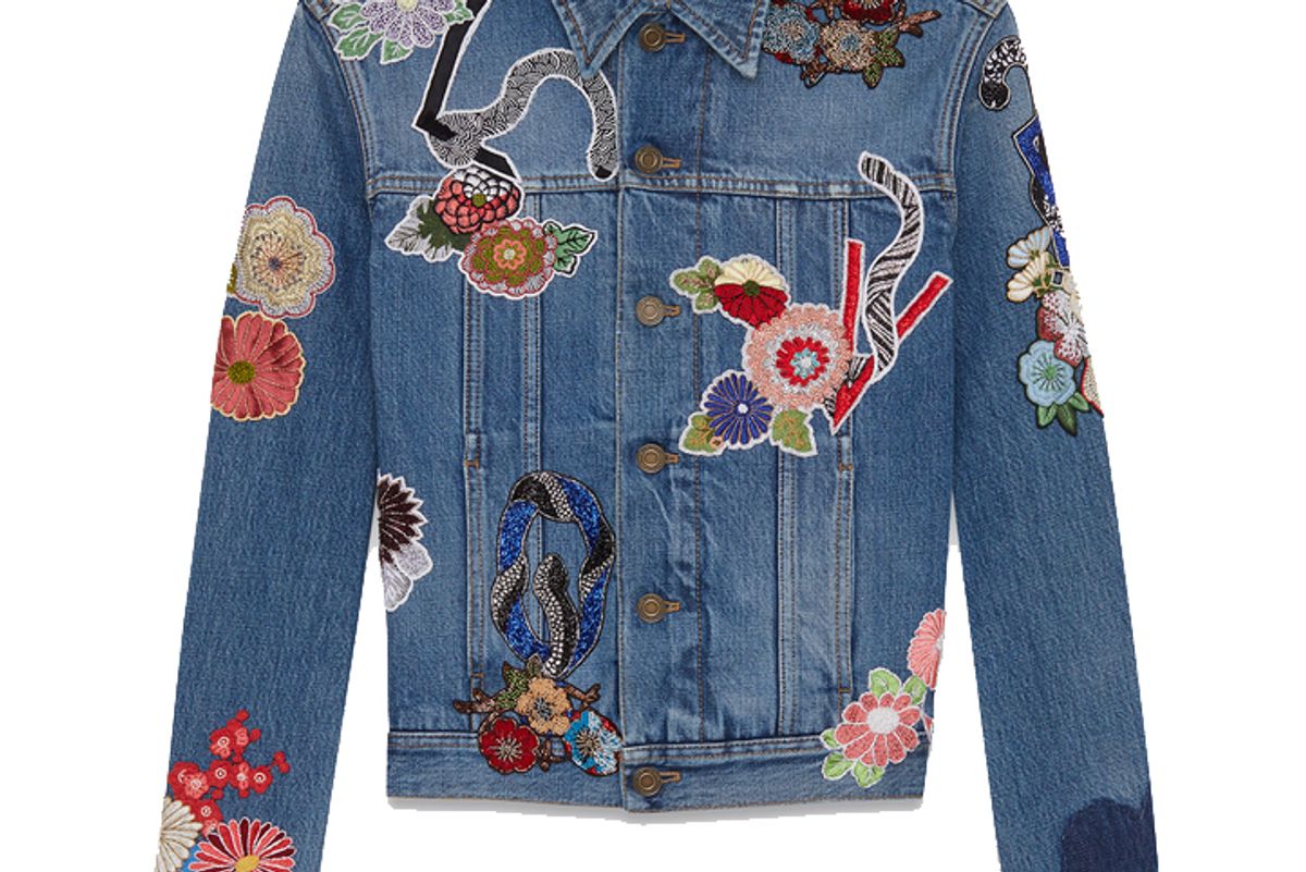 “Love” Embroidery Jean Jacket in Original Used Vintage ’80s Blue Denim