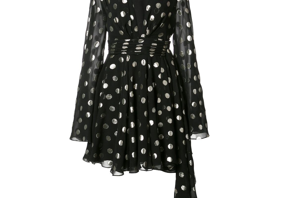 saint laurent polka dot asymmetric dress