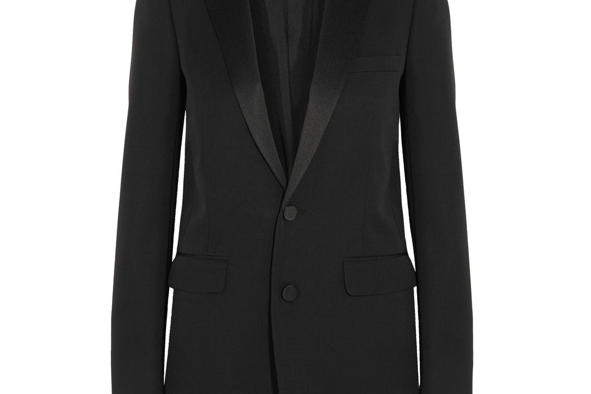 Satin-Trimmed Wool Tuxedo Blazer