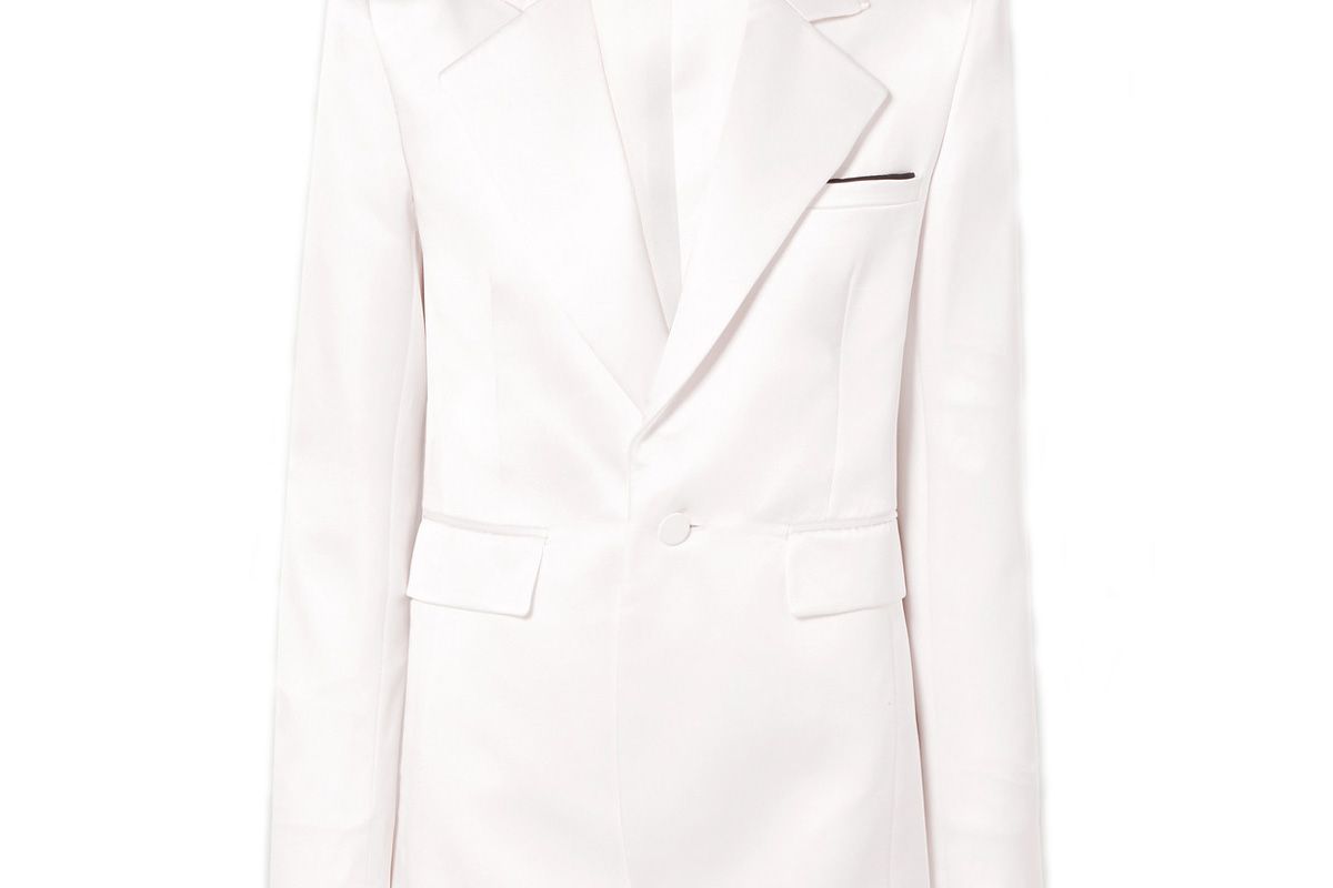 saint laurent silk blend satin blazer