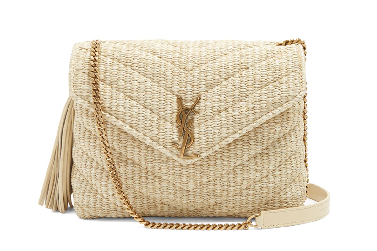 Monogram Small Quilted-Raffia Cross-Body Bag