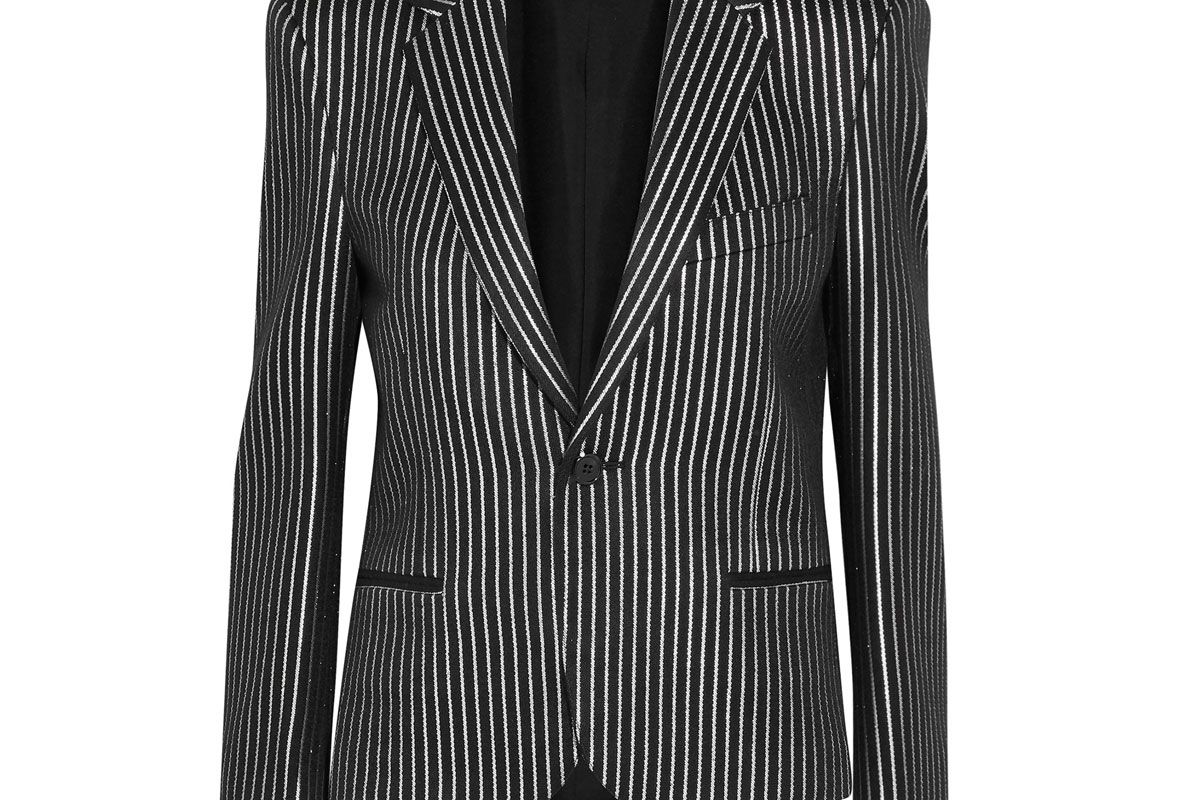 saint laurent striped metallic jacquard blazer
