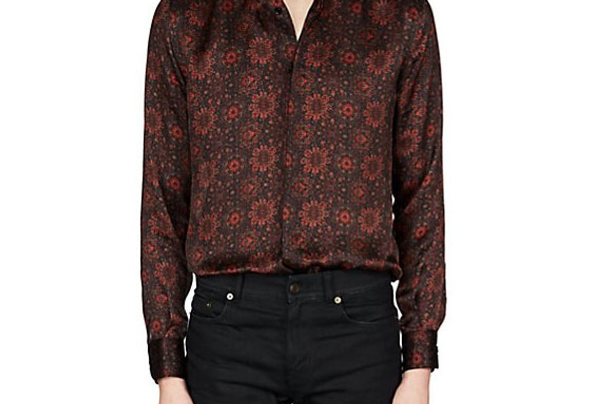 saint laurent tapestry silk satin shirt