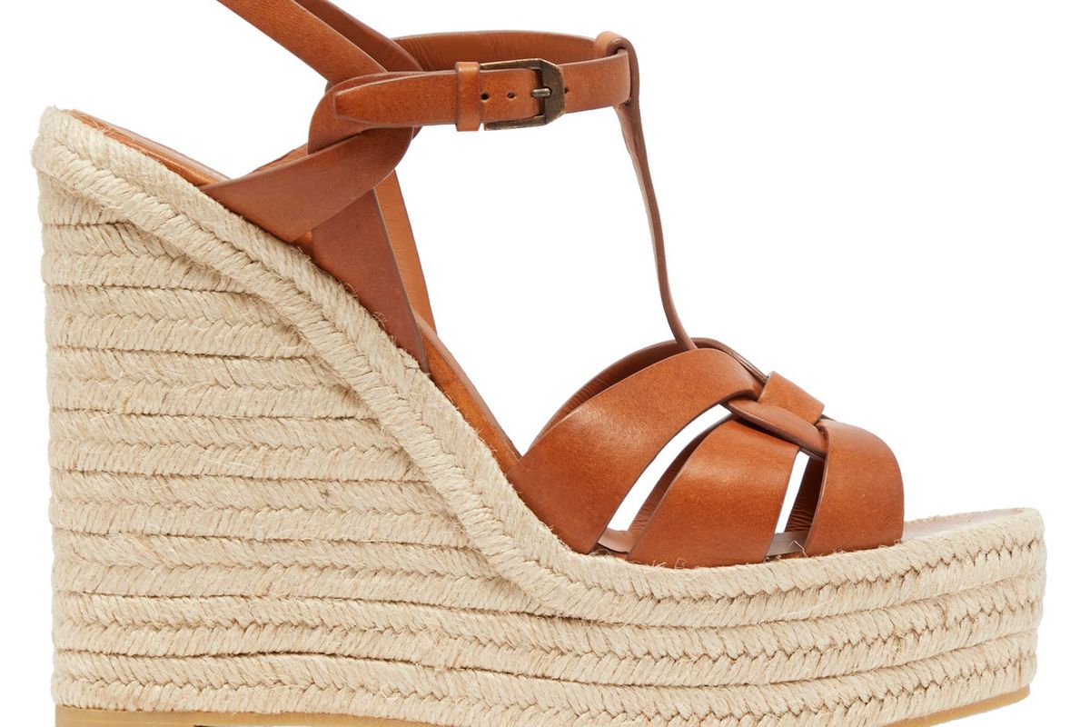 saint laurent tribute leather wedge espadrilles