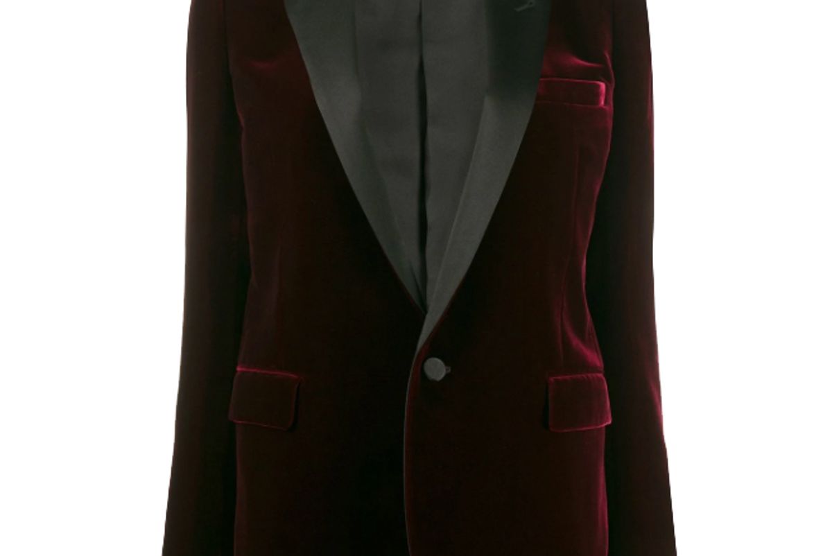 saint laurent velvet effect single breasted blazer