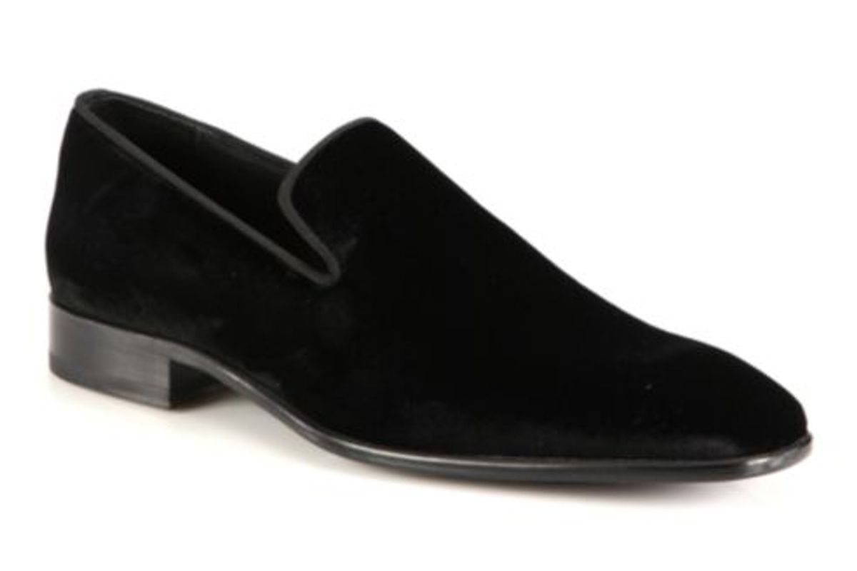 saks fifth avenue collection velvet loafers