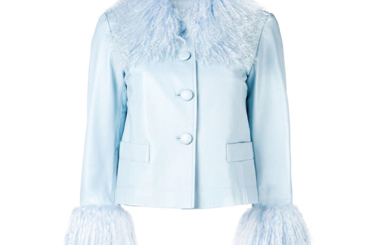 saks potts lamb fur trim jacket